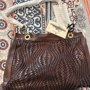 Campomaggi Dark Brown Woven Leather Shoulder Bag